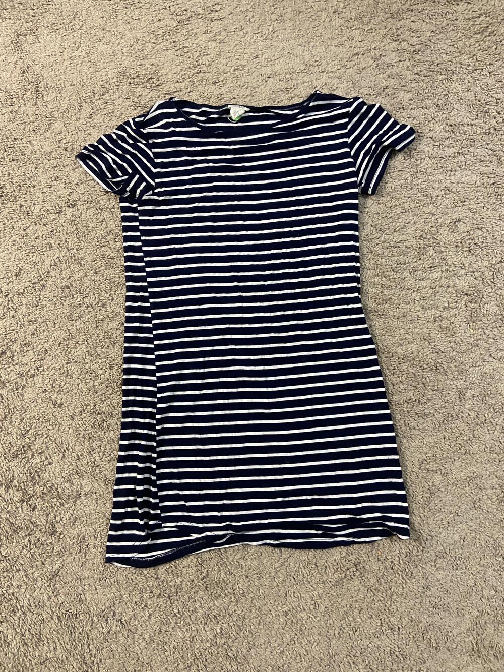 Iconoflash Dress Womens Small Navy White Striped T Shirt Rayon Stretch Casual